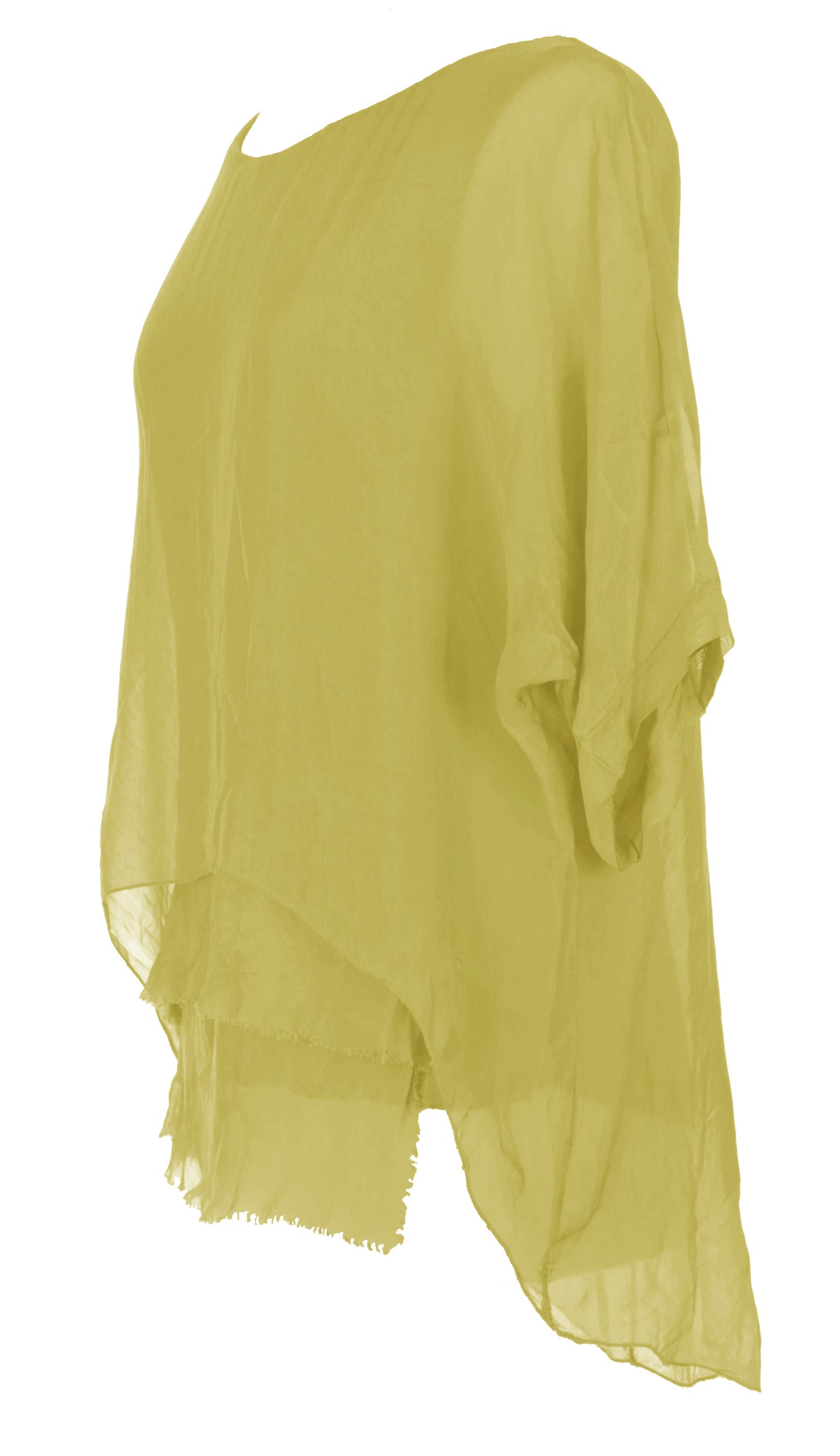 Frayed Hem Silk Top