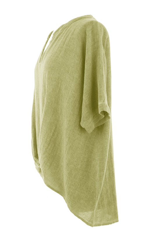 Twist Hem Teabag Linen Top