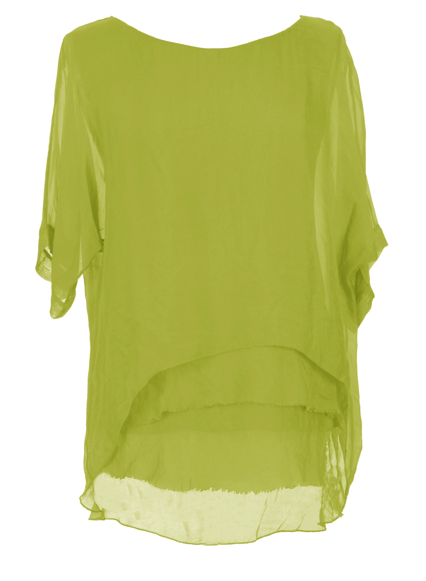 Frayed Hem Silk Top