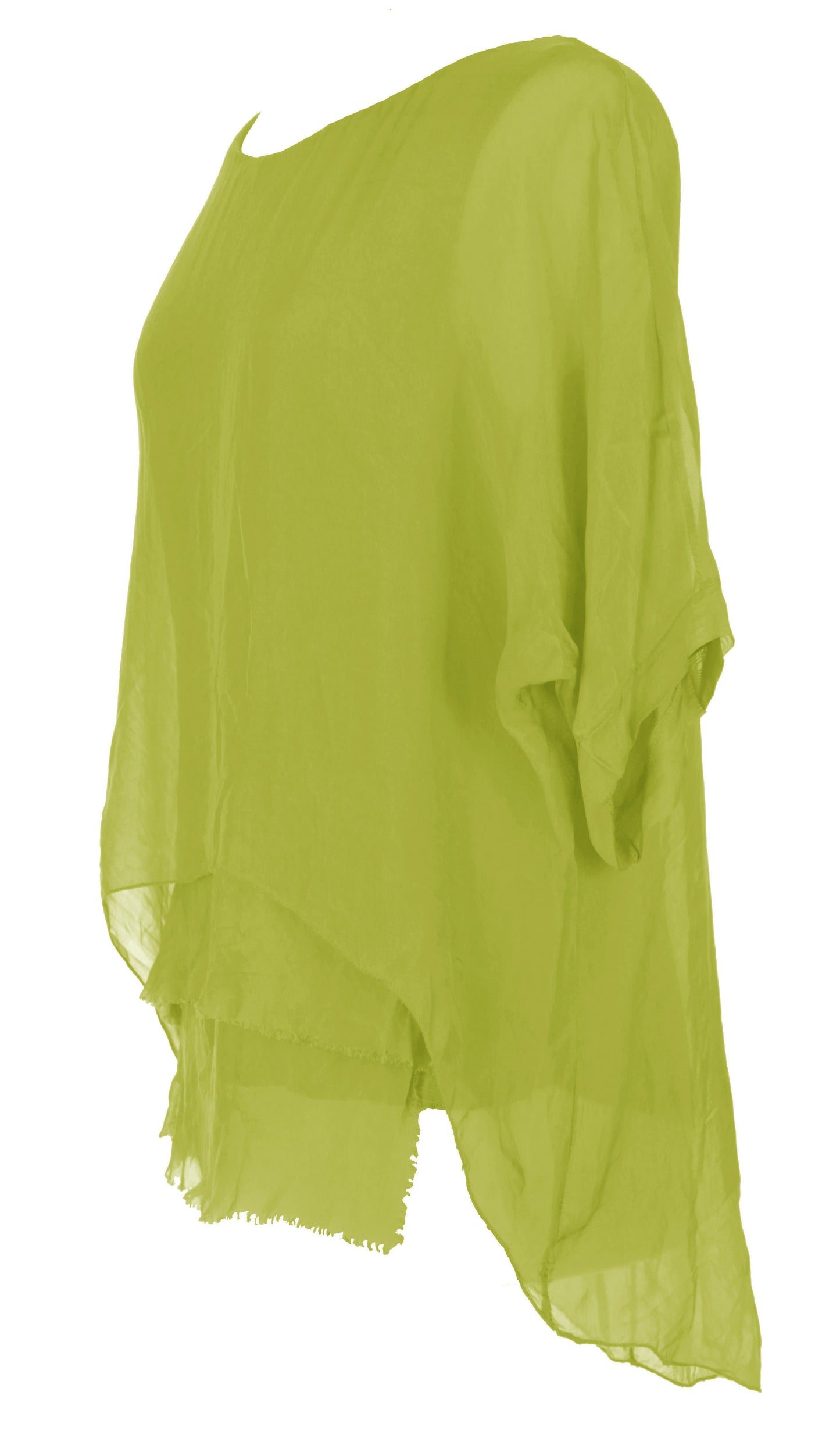 Frayed Hem Silk Top