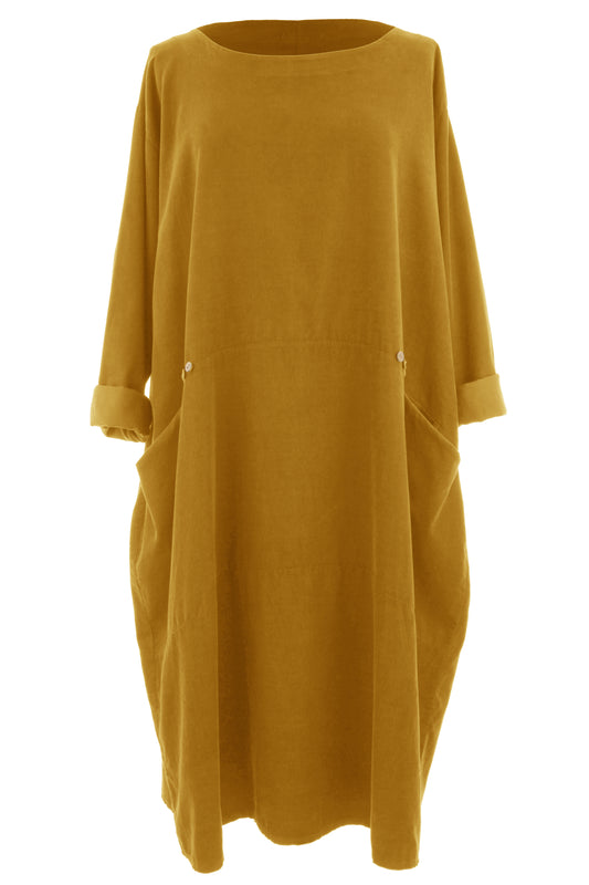 2 Pocket Button Detail Corduroy Midi