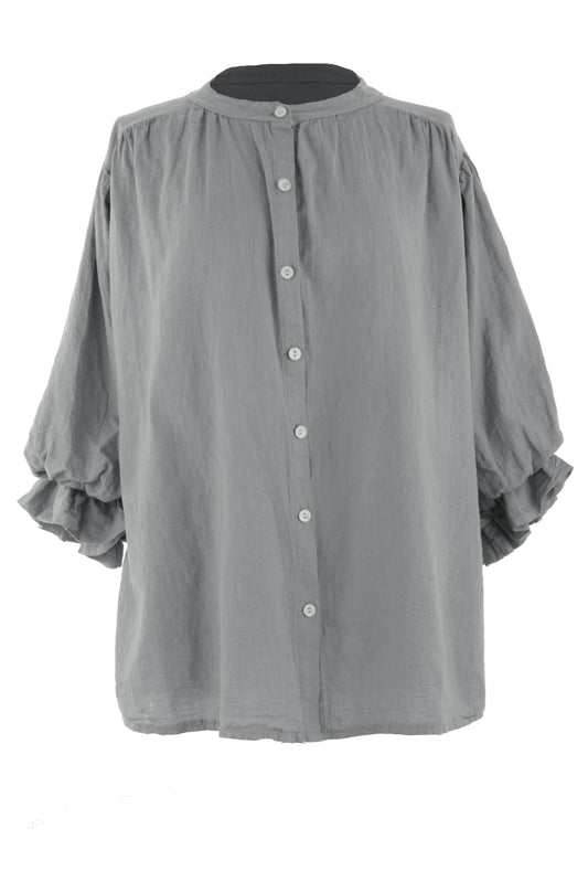 3/4 Balloon Sleeve Linen Shirt