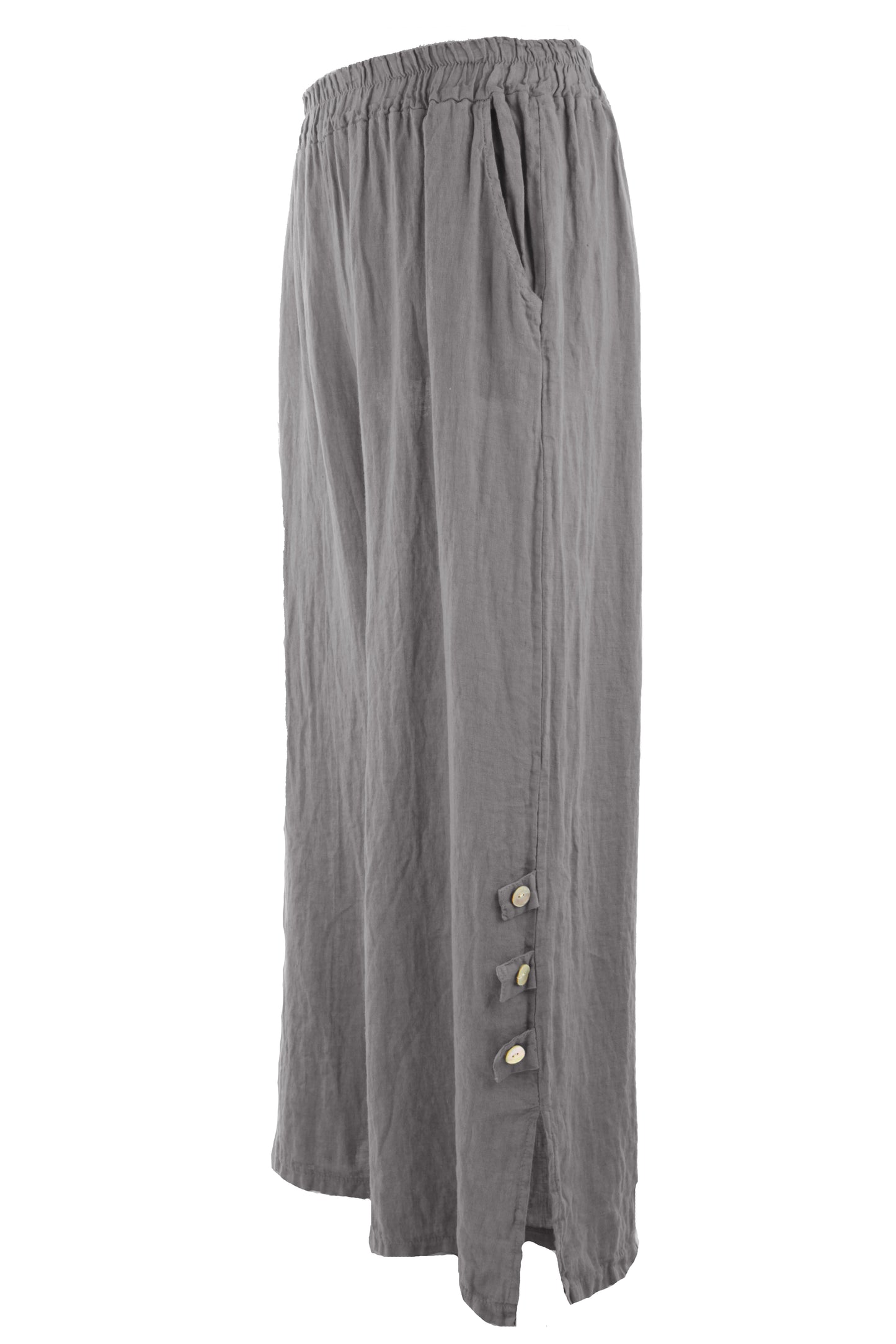Tab Button Detail Linen Trouser