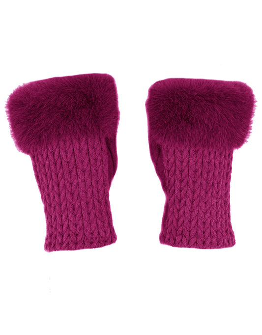 Faux Fur Cashmere Knit Fingerless Gloves
