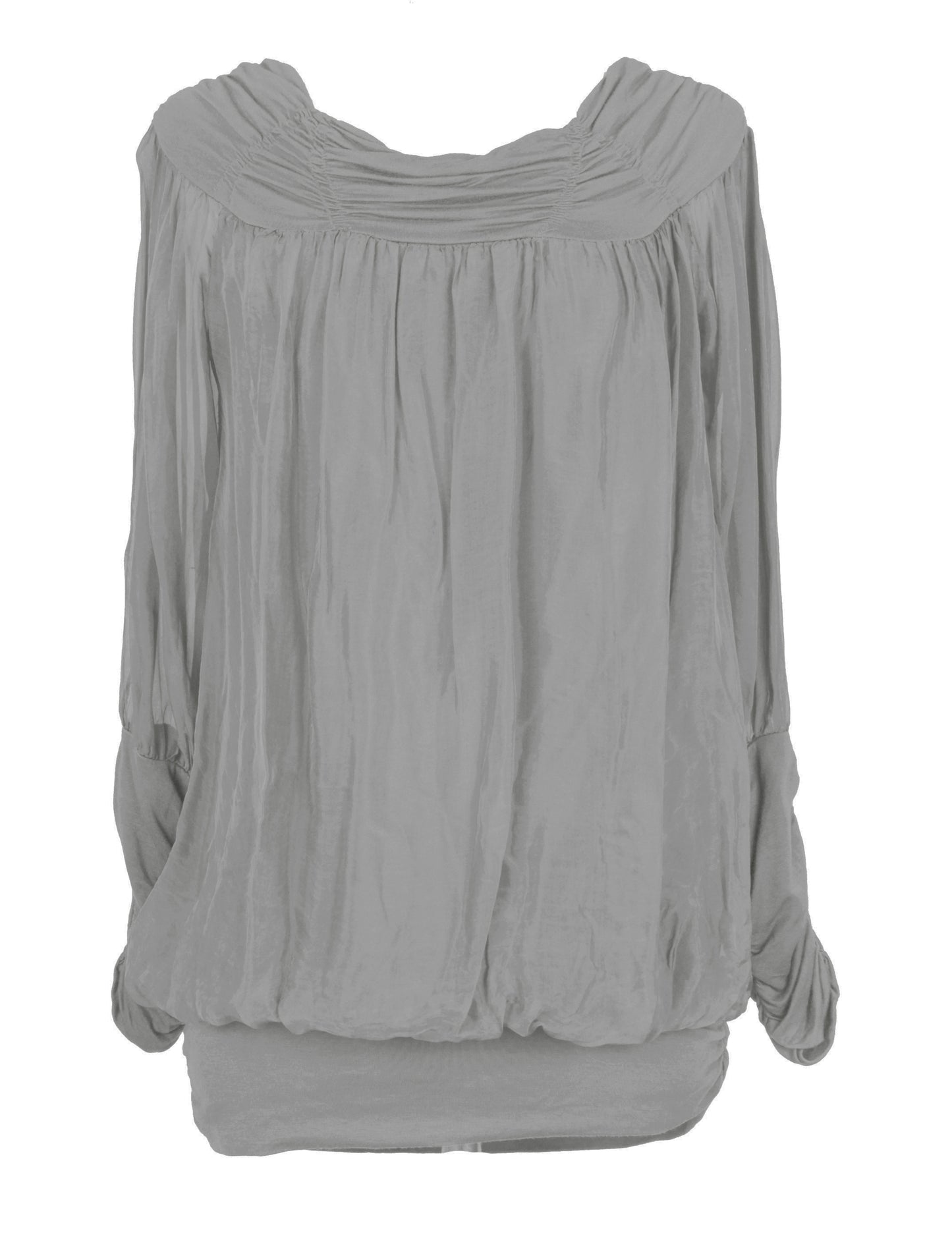 Ruched Neck Silk Blouse