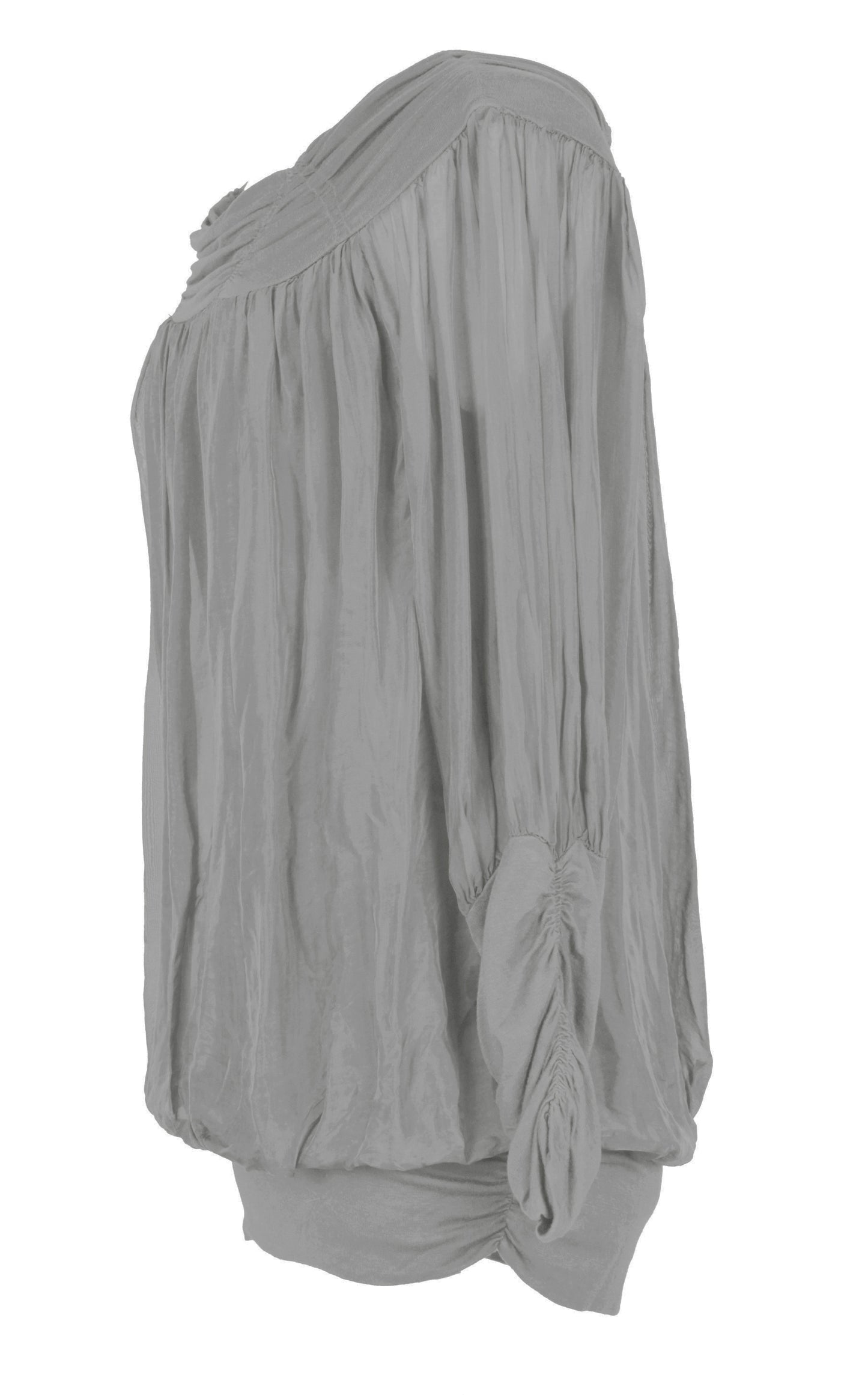 Ruched Neck Silk Blouse