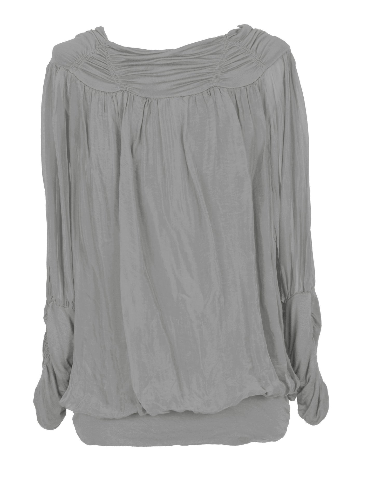 Ruched Neck Silk Blouse