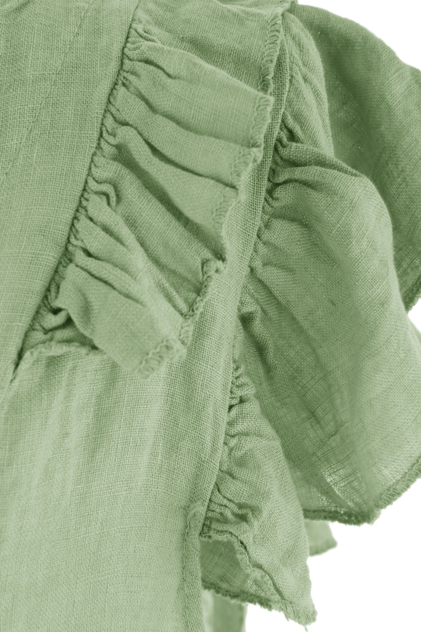 Frill Shoulder V Neck Linen Top