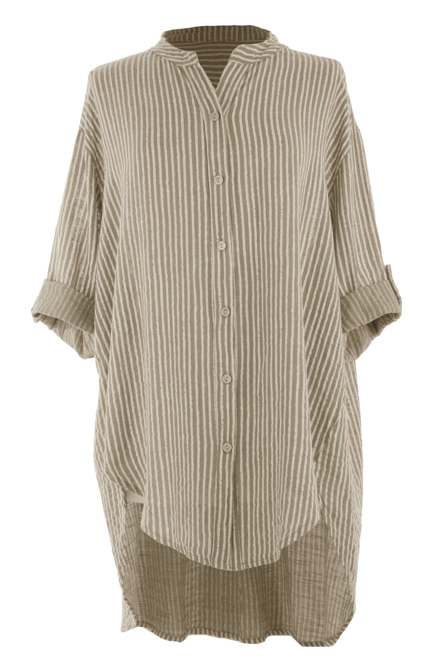 Stripe Hi Low Cotton Shirt