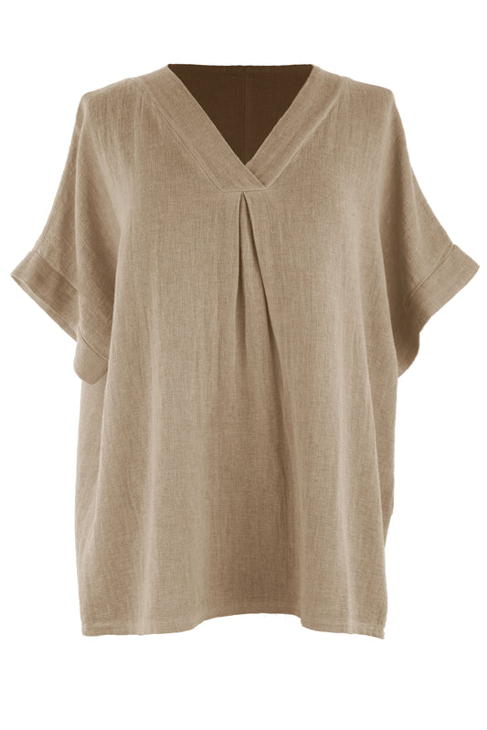 V Neck Teabag Linen Top