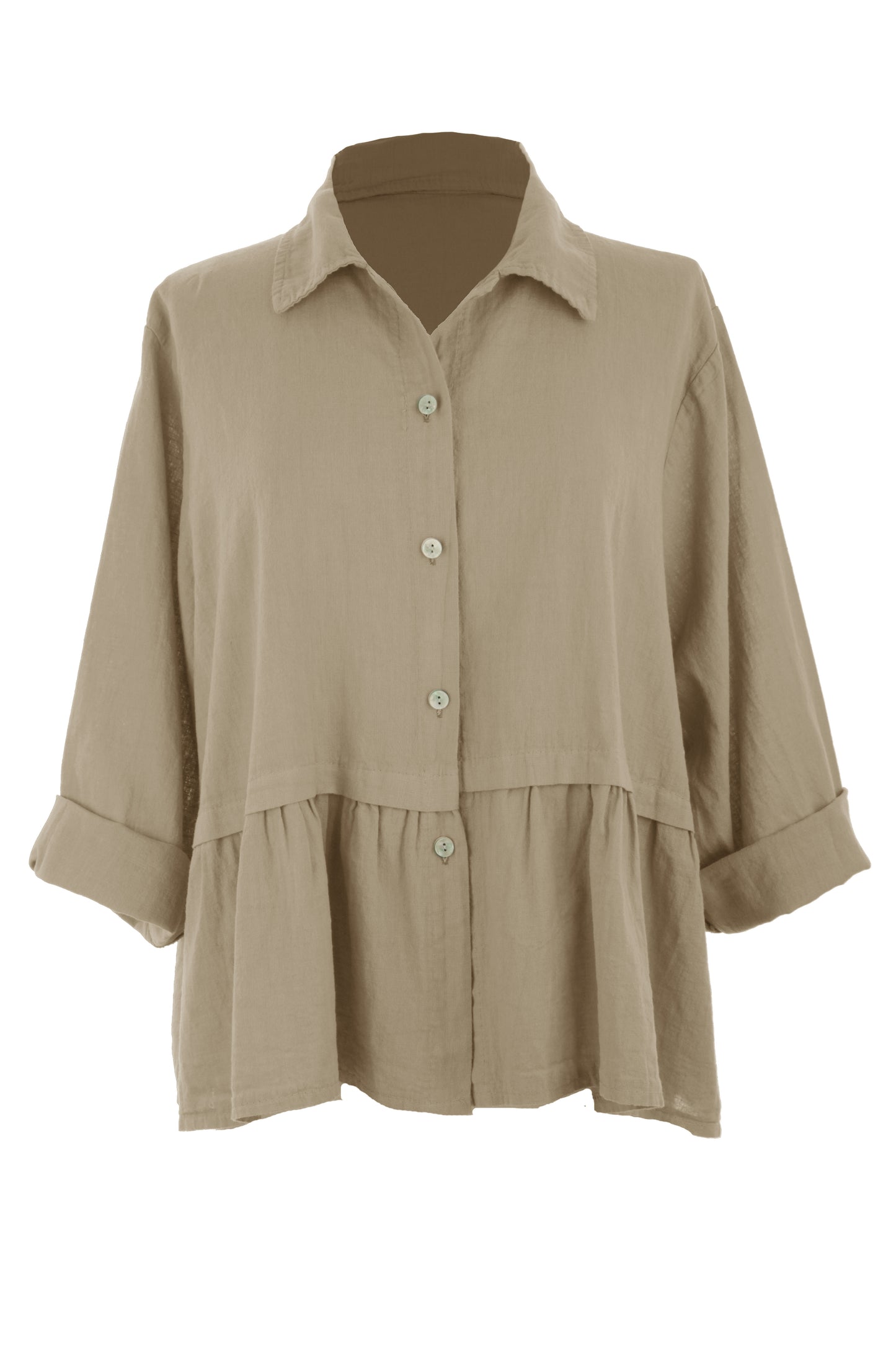 Frill Panel Linen Shirt