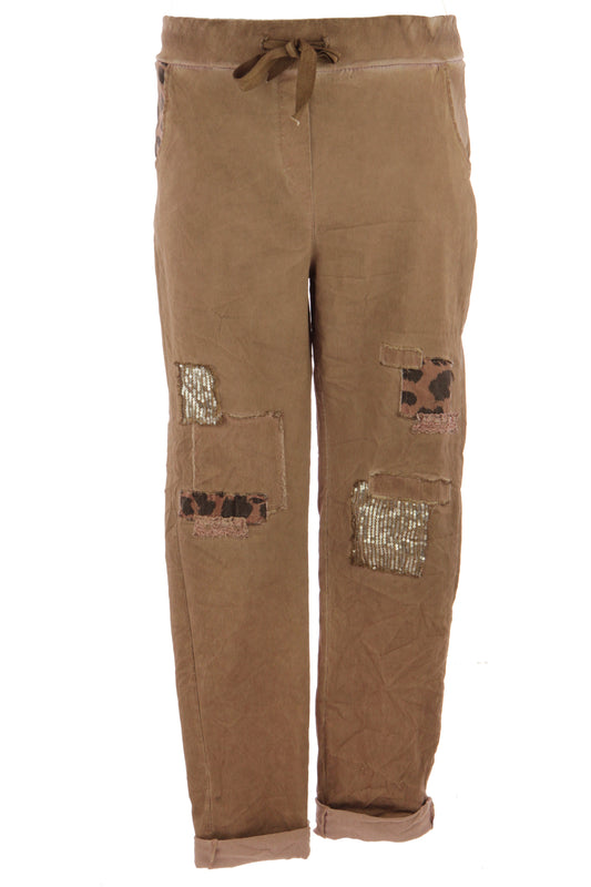 Leopard Sequin Patch Trouser