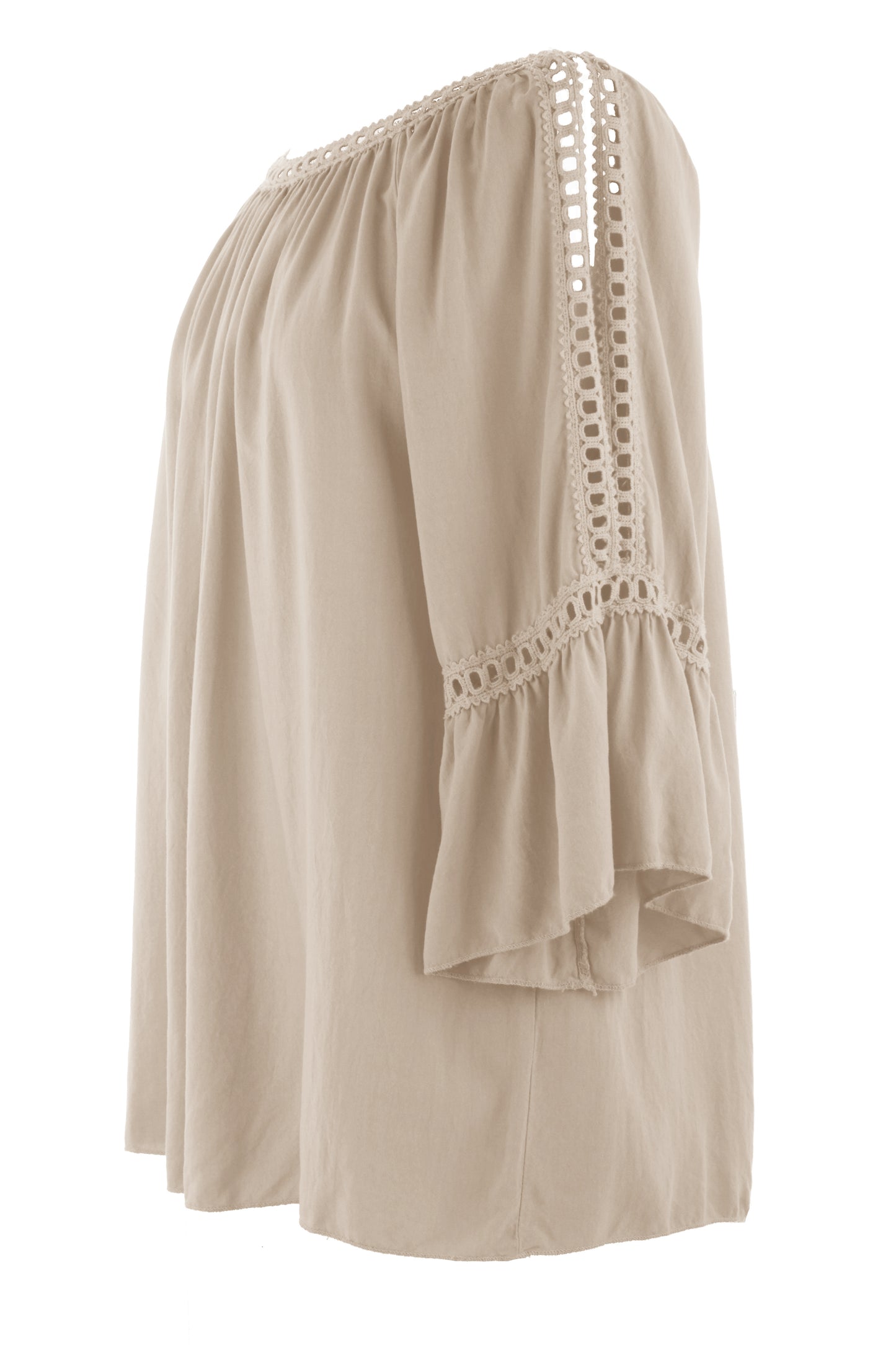 Crochet Trim Cut-out Shoulder Top