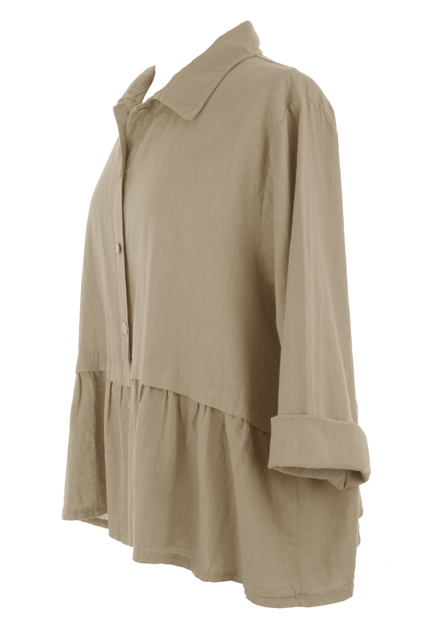 Frill Panel Linen Shirt