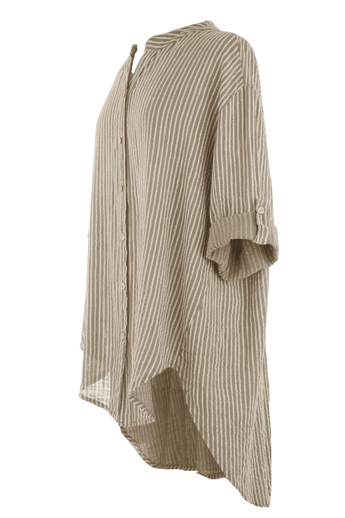 Stripe Hi Low Cotton Shirt