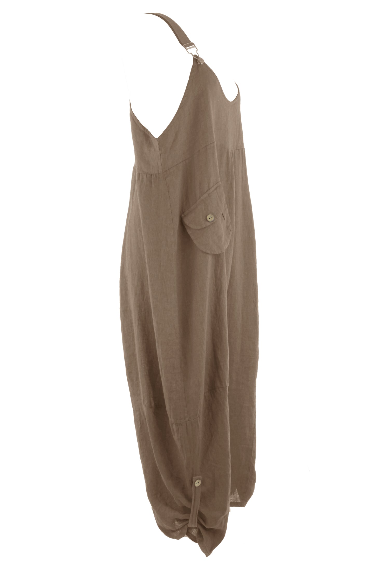 Flap Pocket Linen Jumpsuit