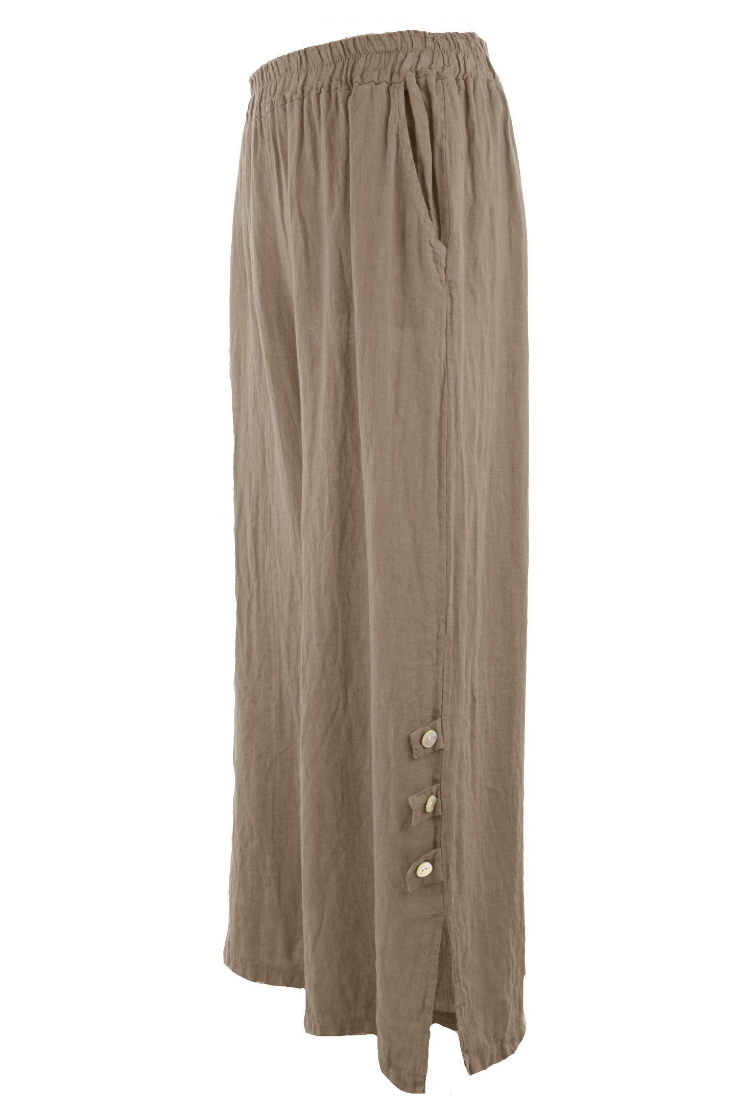 Tab Button Detail Linen Trouser