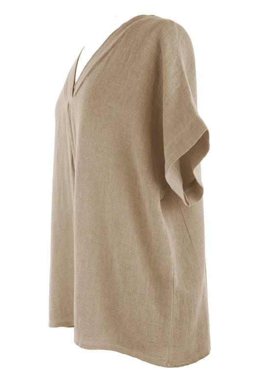 V Neck Teabag Linen Top