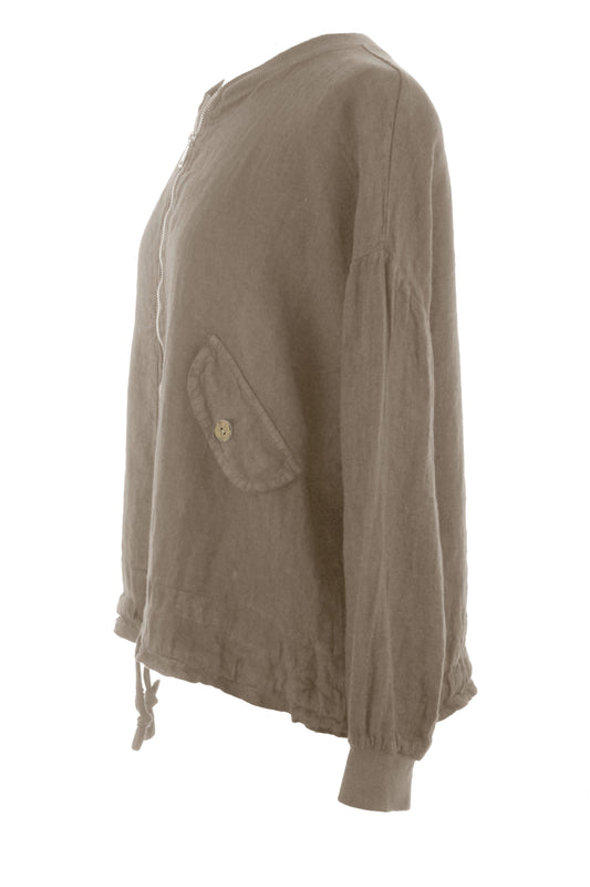 Zip Front Linen Jacket