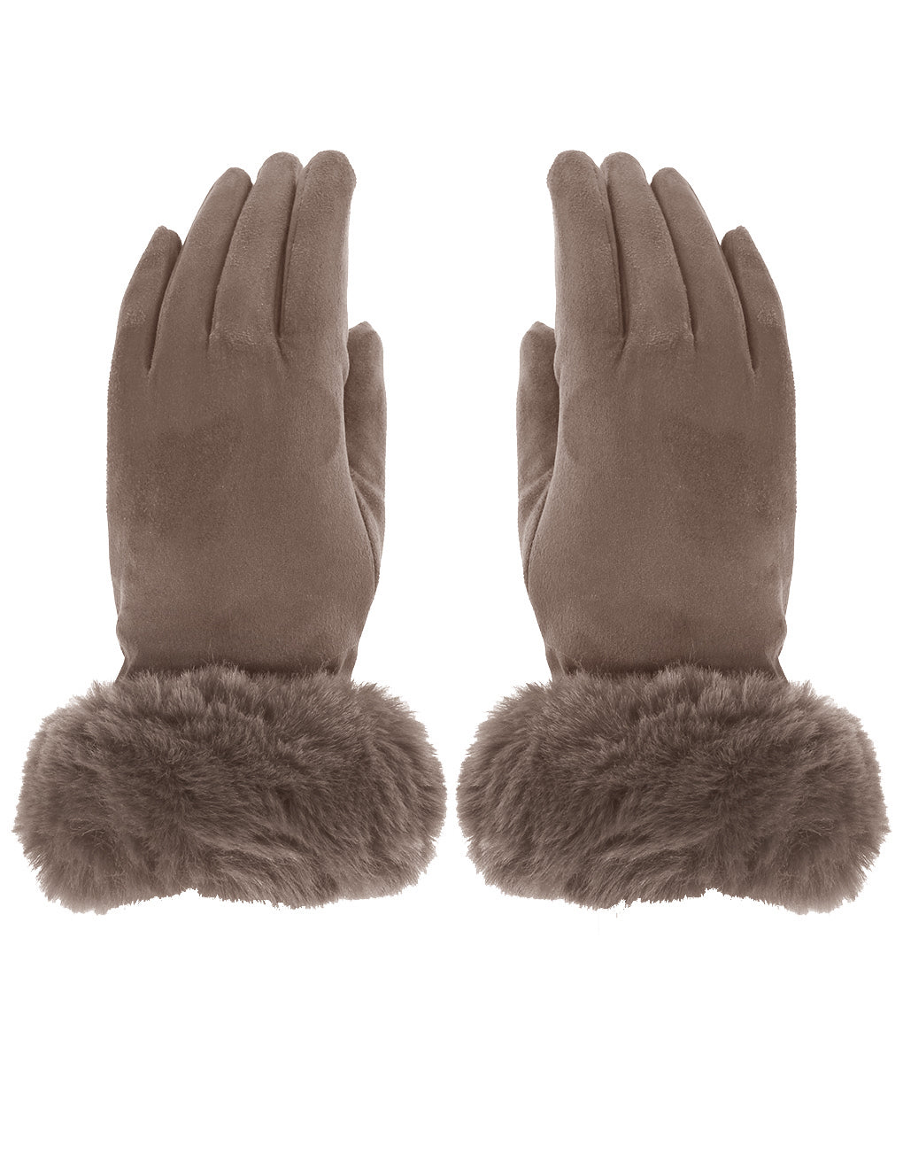 Faux Fur Cuff Suede Gloves