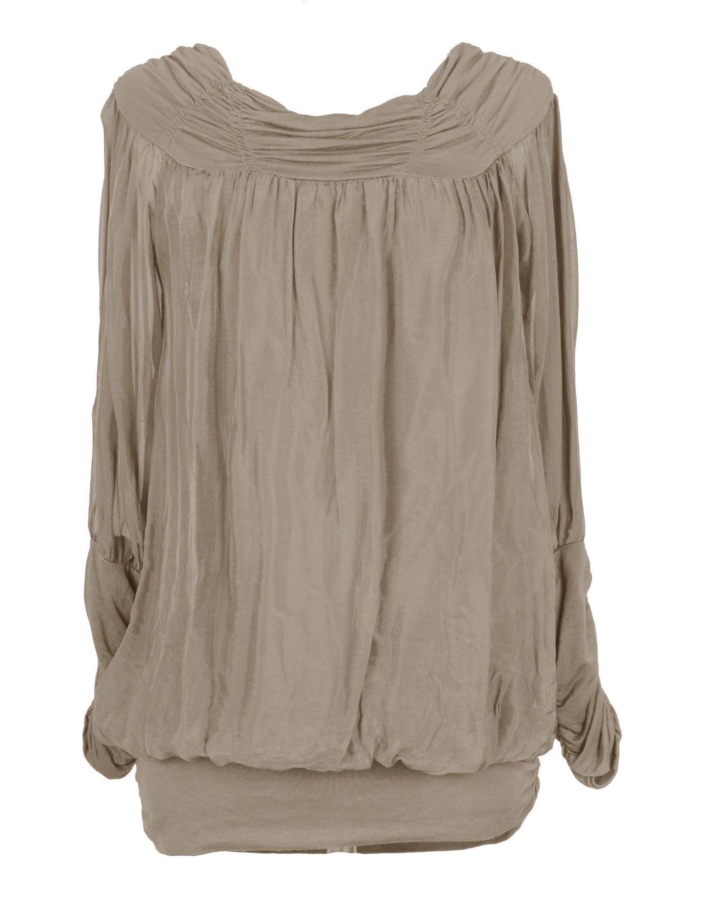 Ruched Neck Silk Blouse