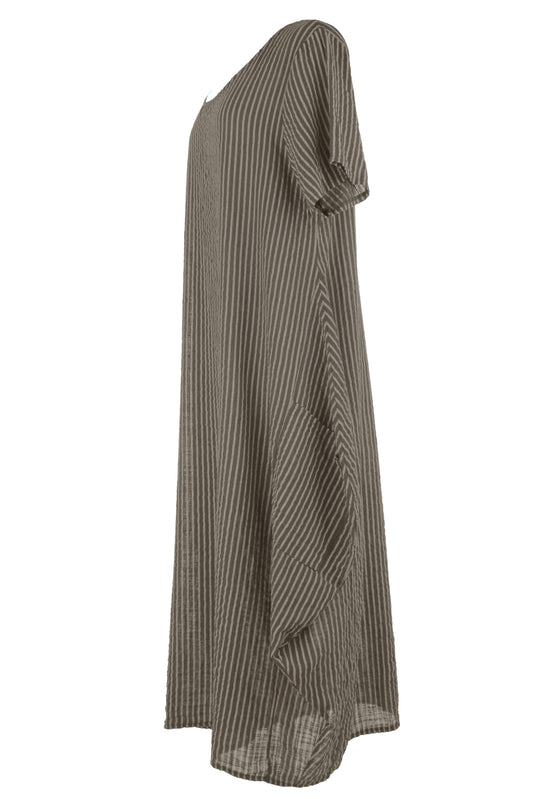 Stripe 2 Pocket Tulip Midi