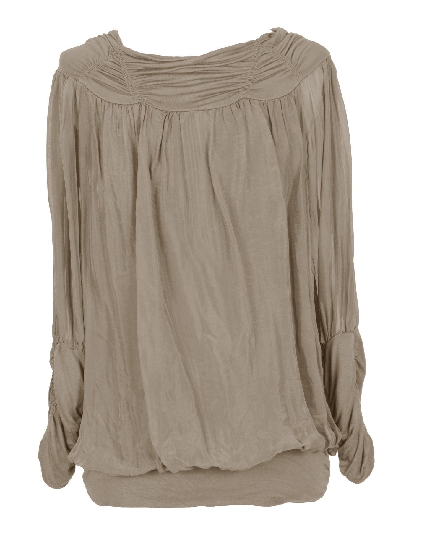 Ruched Neck Silk Blouse