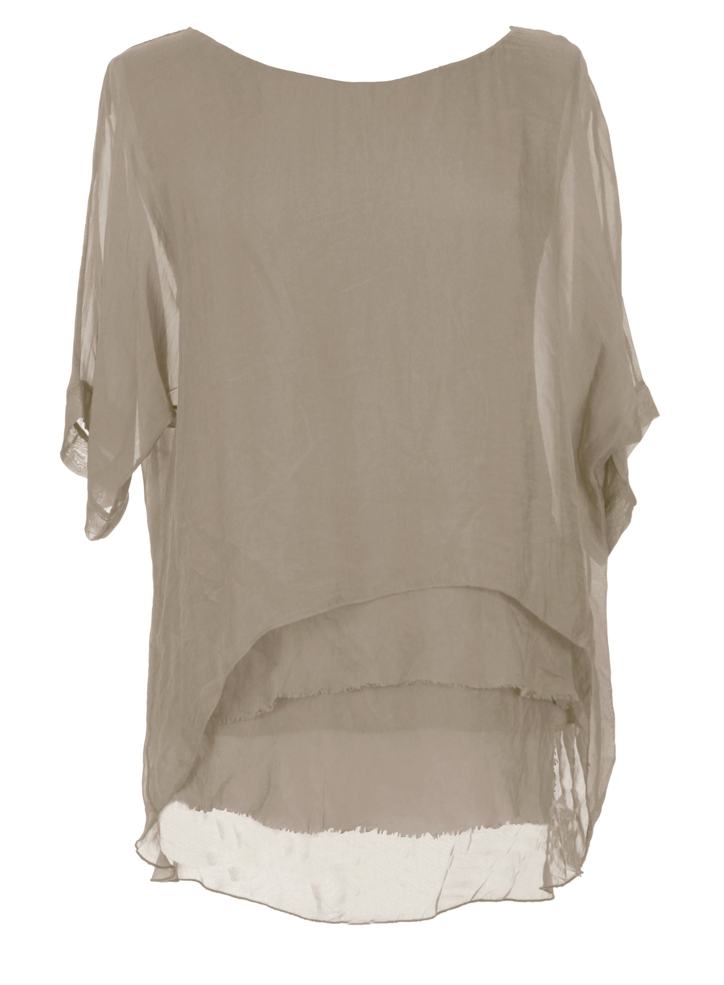 Frayed Hem Silk Top