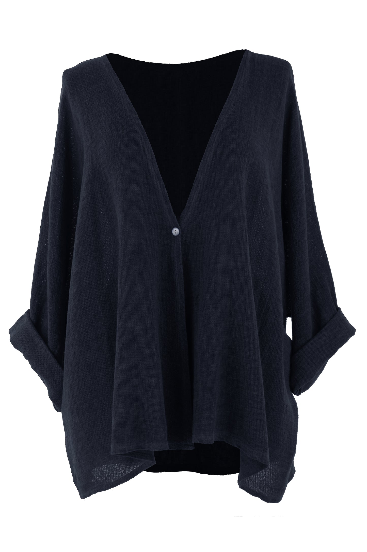 One Button Linen Cardigan
