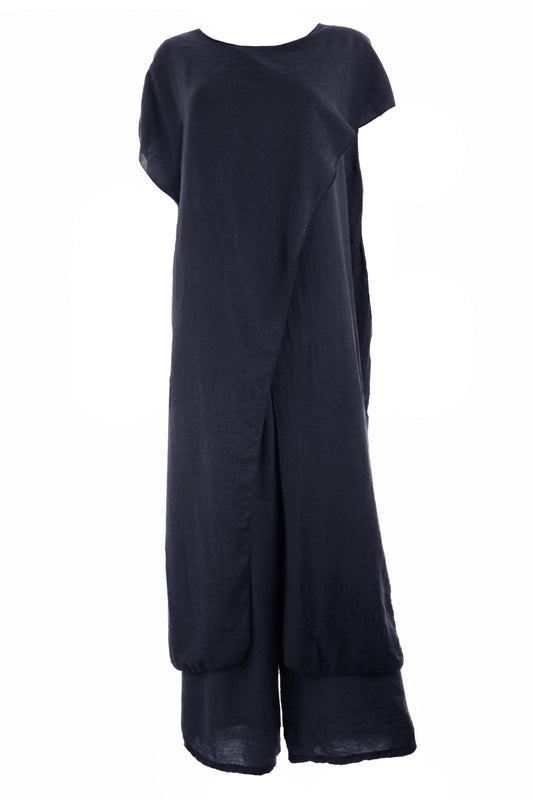 Crossover Tunic Top Wide Leg Trouser Set