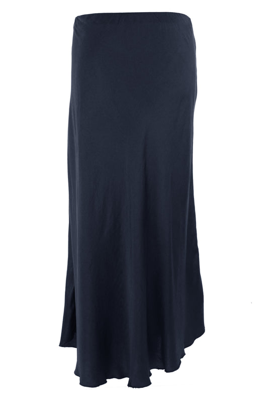 Bias Cut Silk Satin Midi Skirt