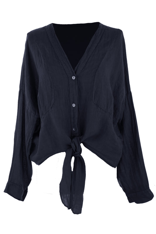 Tie Front Linen Shirt