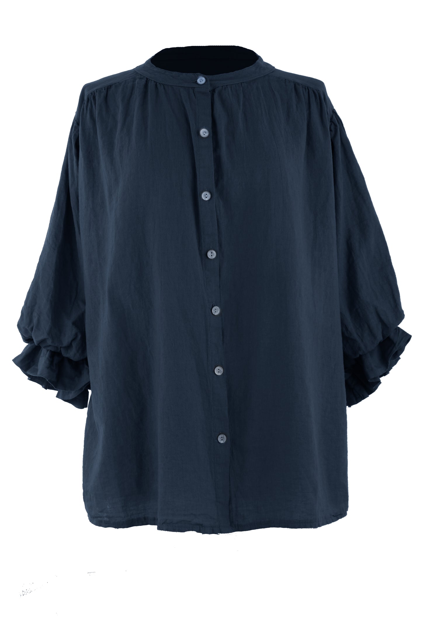 3/4 Balloon Sleeve Linen Shirt