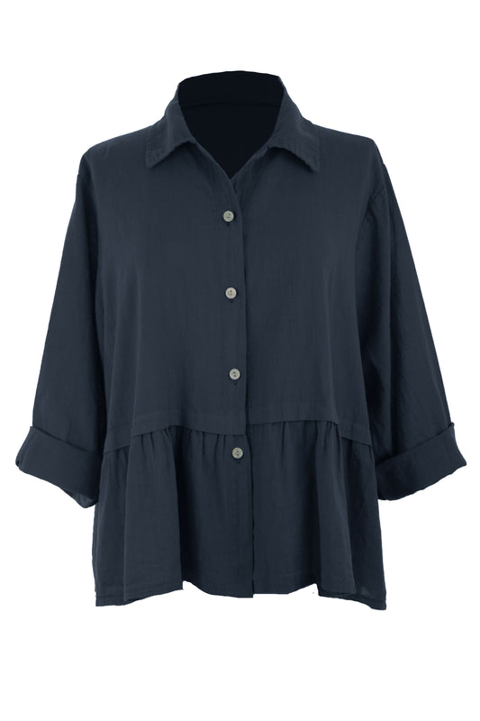 Frill Panel Linen Shirt