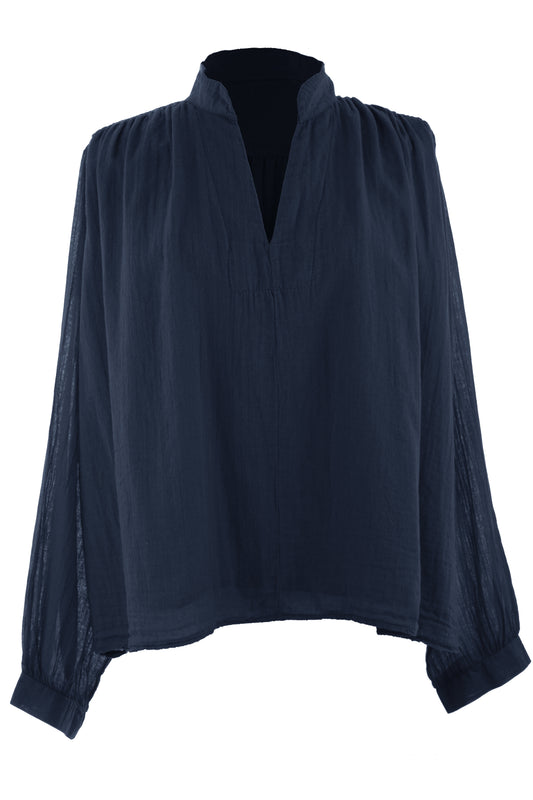 Ruched Shoulder Cotton Top