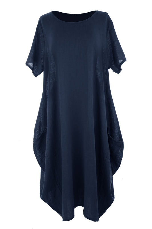 2 Pocket Cotton Tulip Midi Dress