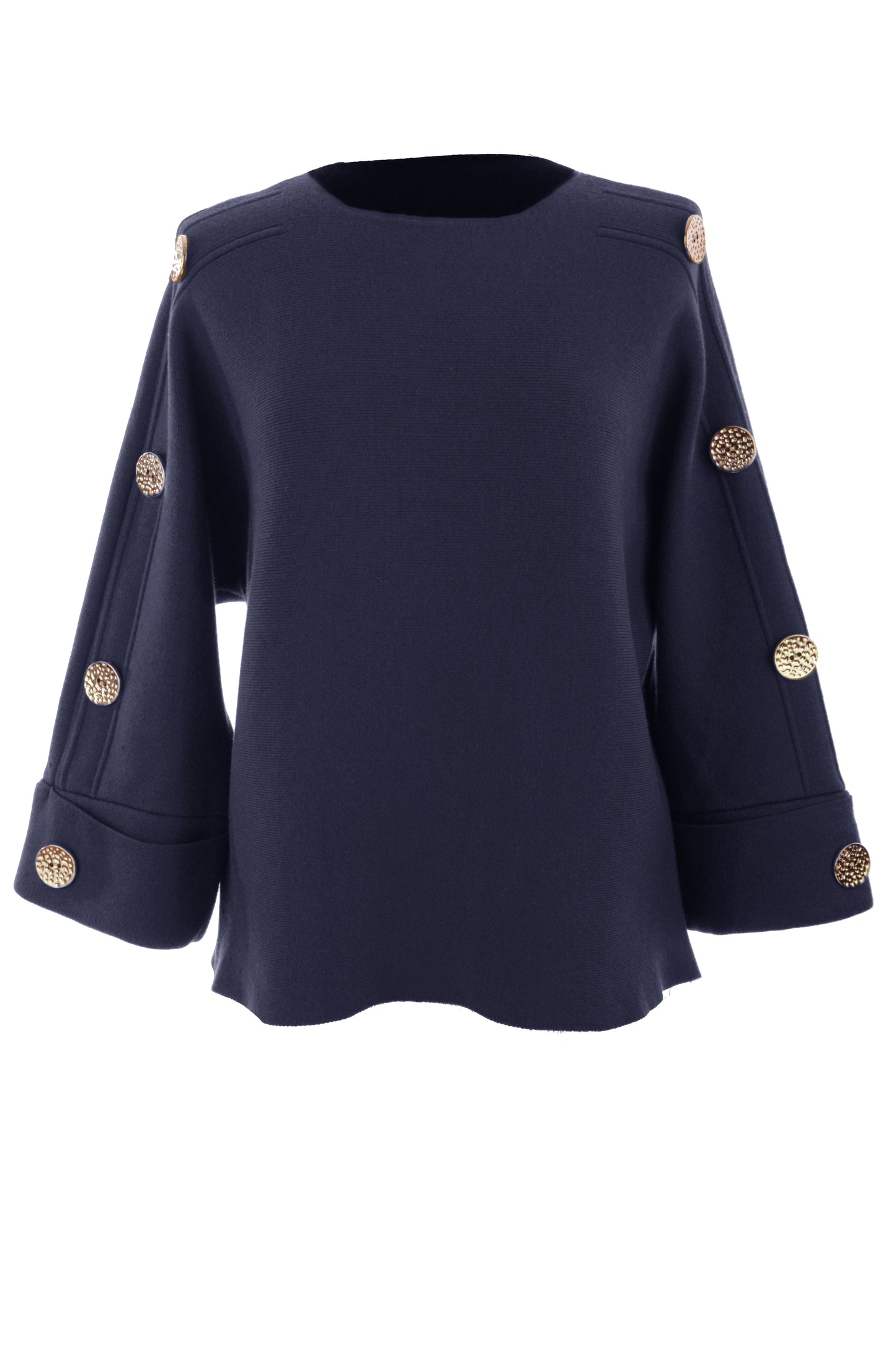 Button Detail 3/4 Sleeve Heavy Knit Jumper