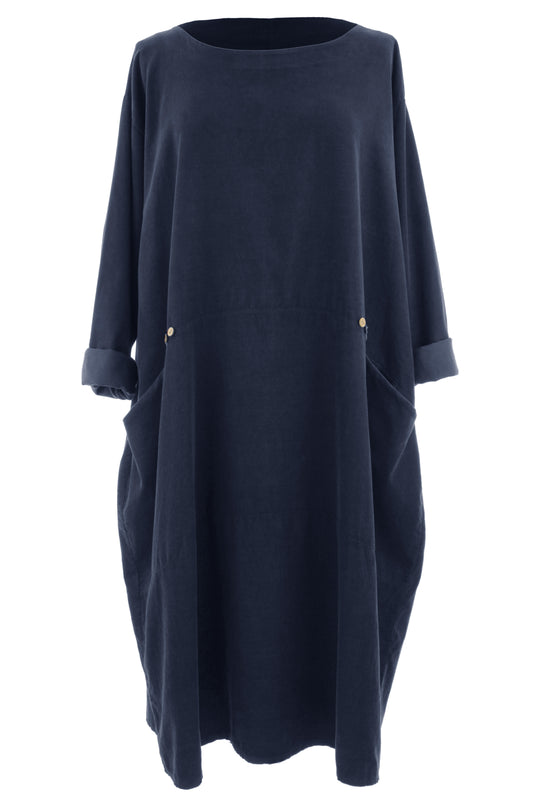 2 Pocket Button Detail Corduroy Midi