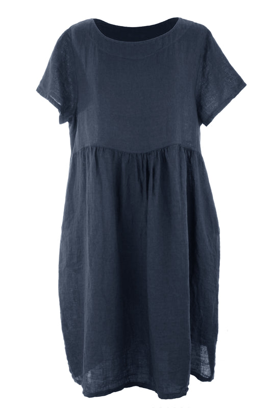 Short Sleeve 2 Pocket Linen Dress