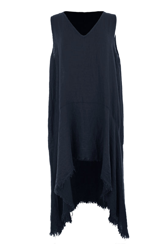 Sleeveless High Low Linen Dress