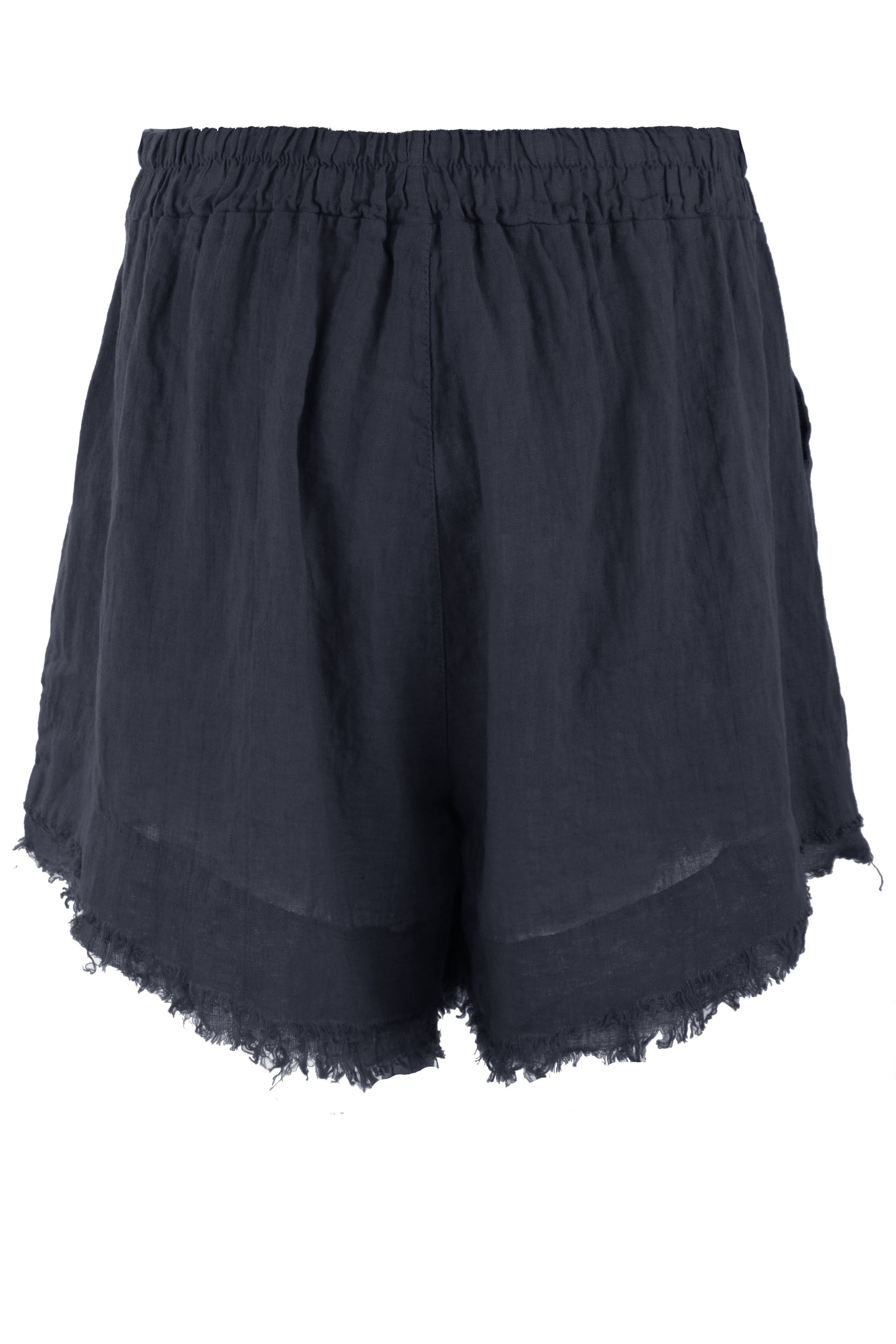 Frayed Trim Linen Shorts