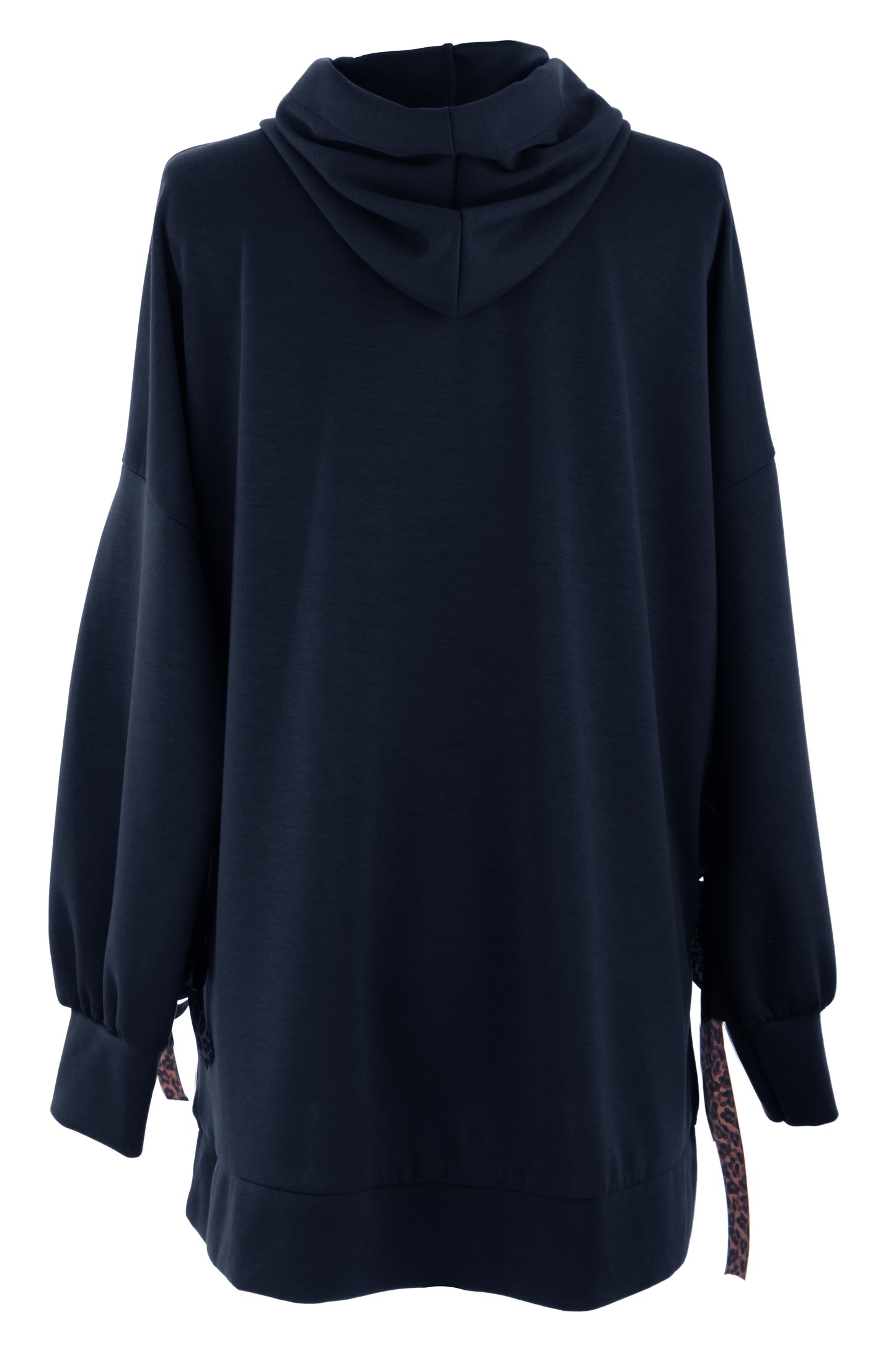 Leopard Print Tie Hoodie Sweatshirt