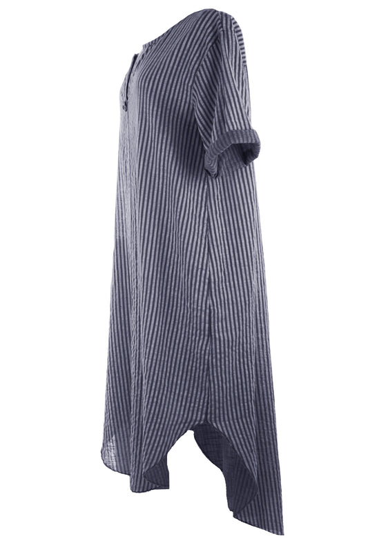 Button Detail Stripe Midi