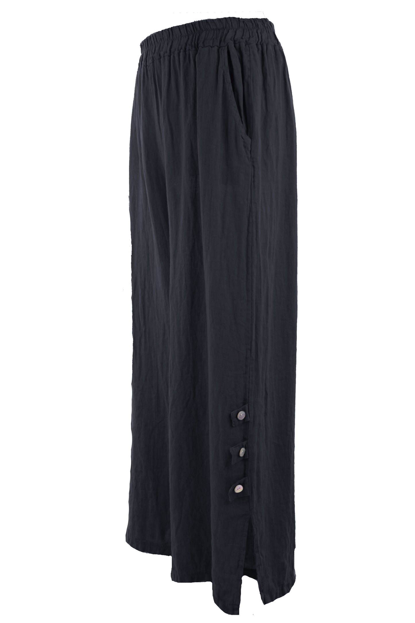 Tab Button Detail Linen Trouser