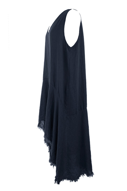 Sleeveless High Low Linen Dress
