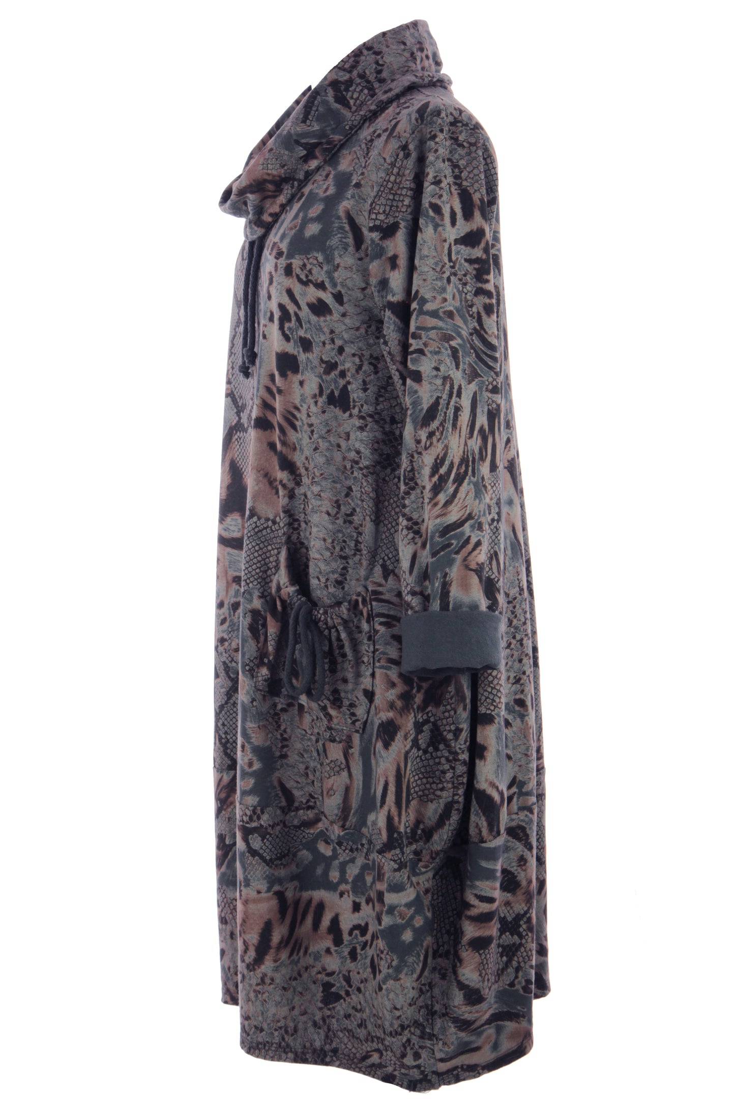 Abstract Leopard Print Cowl Neck Dress