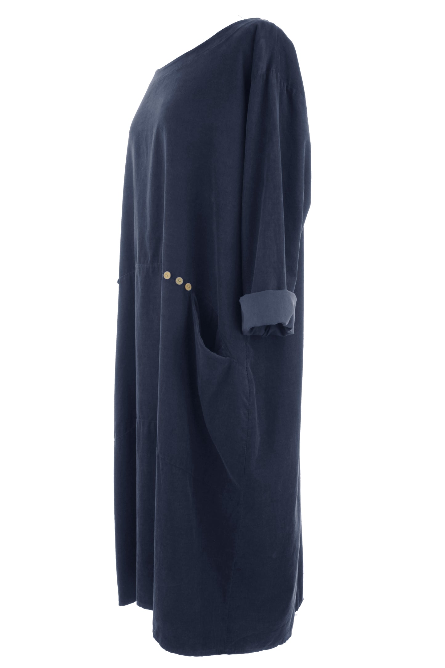 2 Pocket Button Detail Corduroy Midi