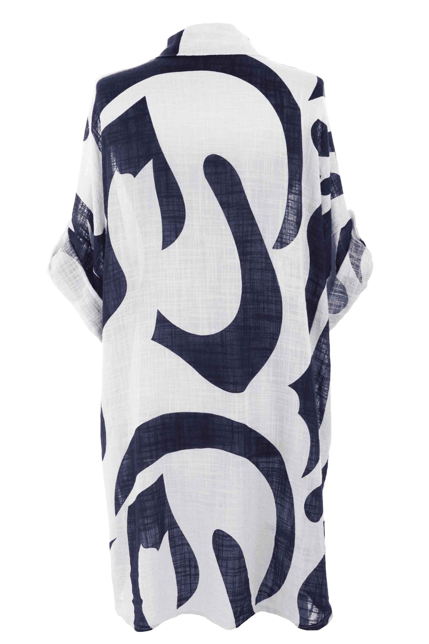 Abstract Print Longline Linen Shirt