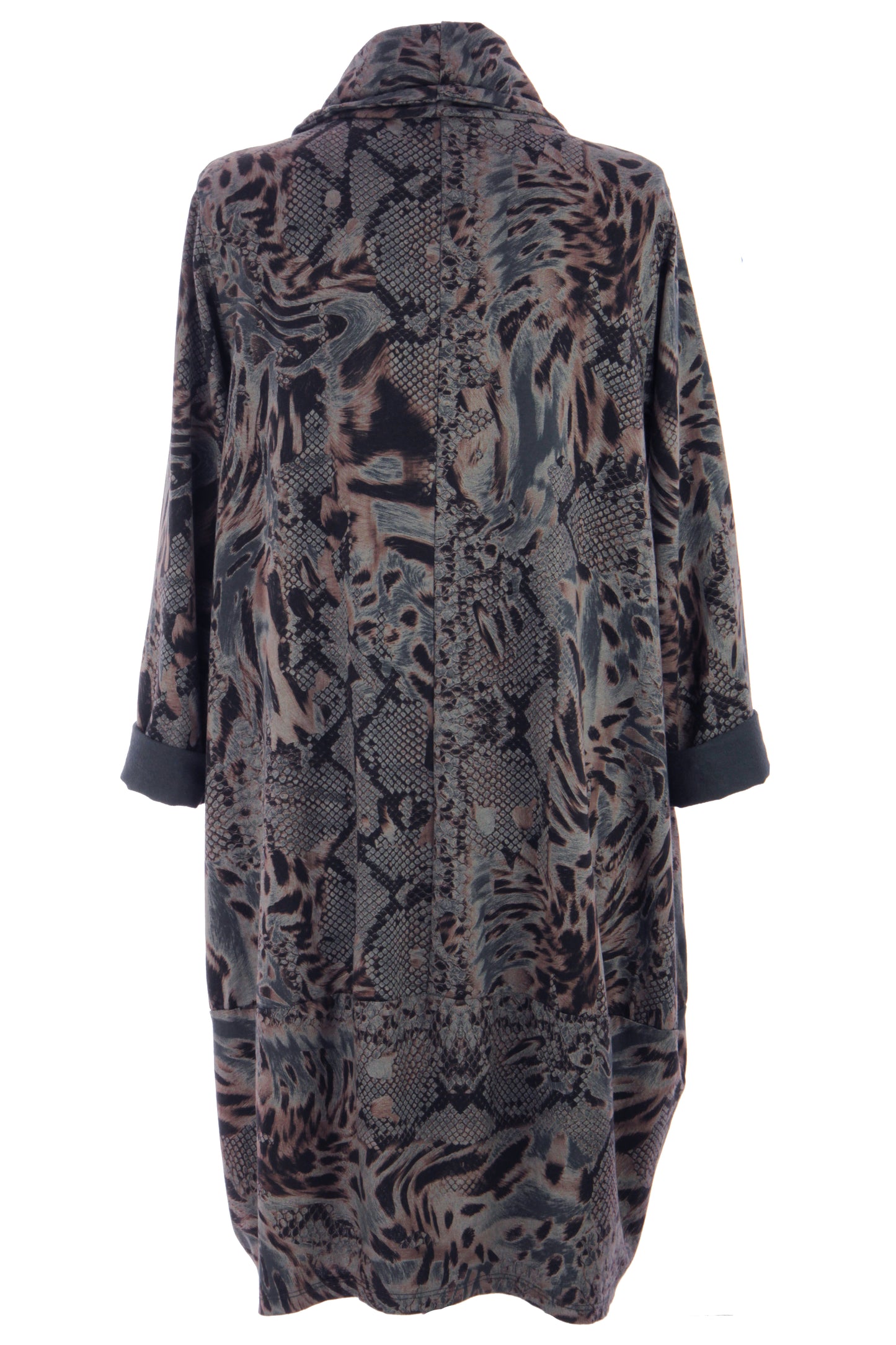 Abstract Leopard Print Cowl Neck Dress