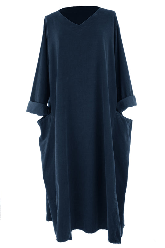 V Neck Corduroy Midi